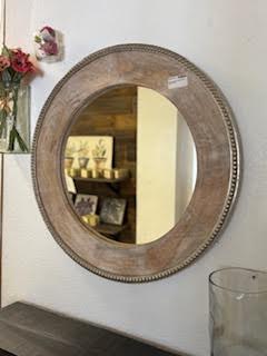 Wood Mirror with Beading