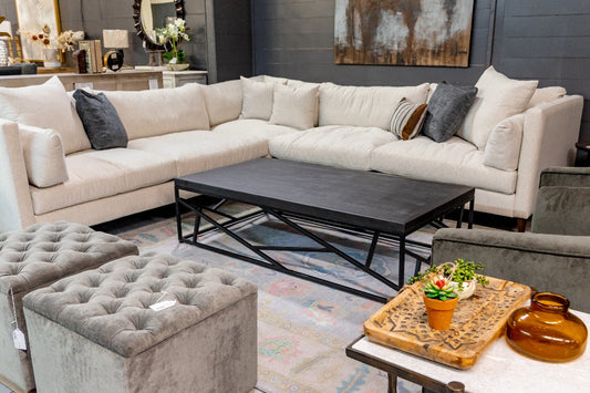 Black Modern Coffee Table W/ Metal Base