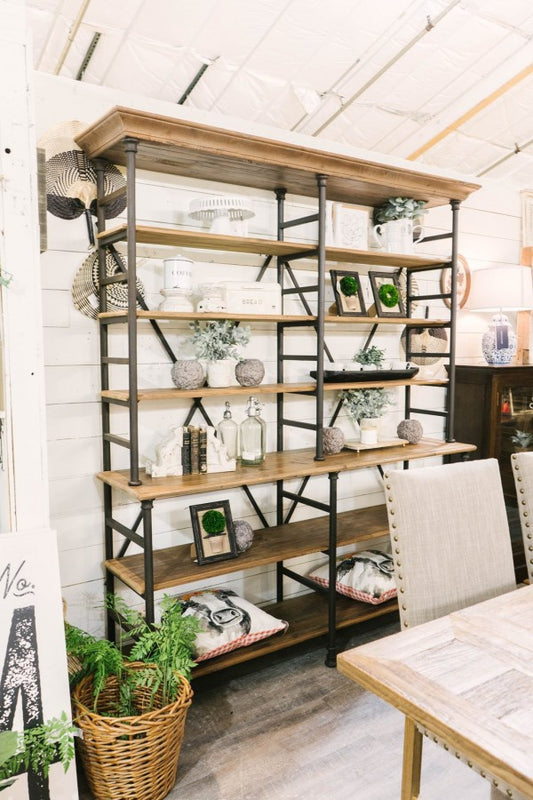 IRON BOOKCASE PINE SHELVES