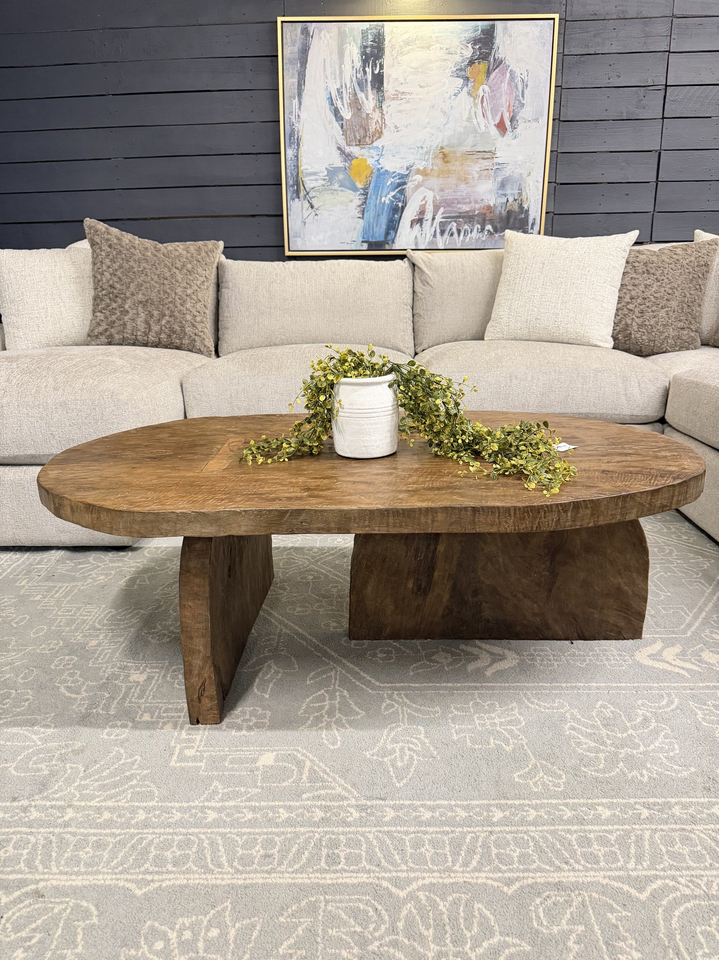 Natural Wood Coffee Table 58"