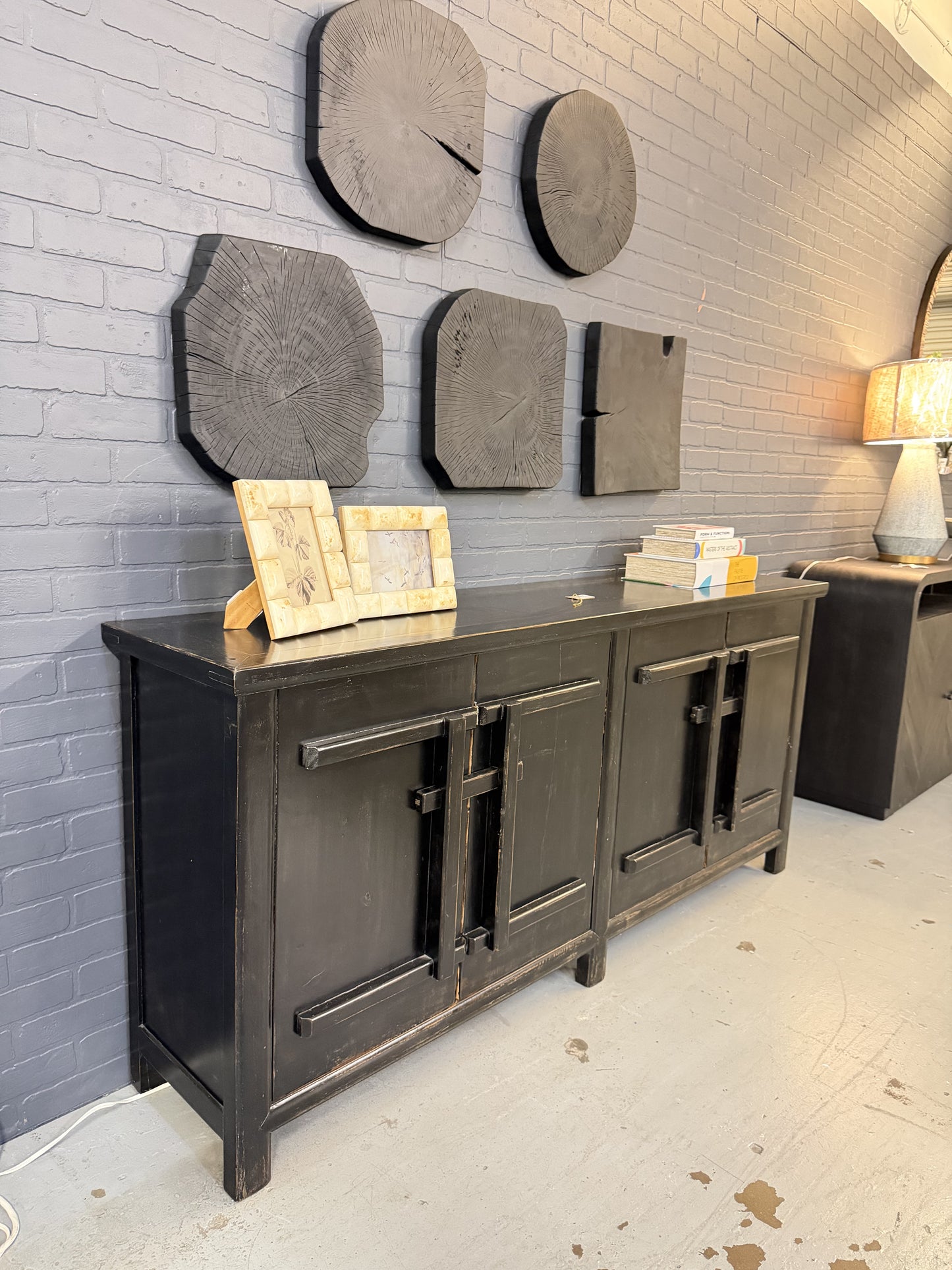 Black Distressed Sideboard 4-door