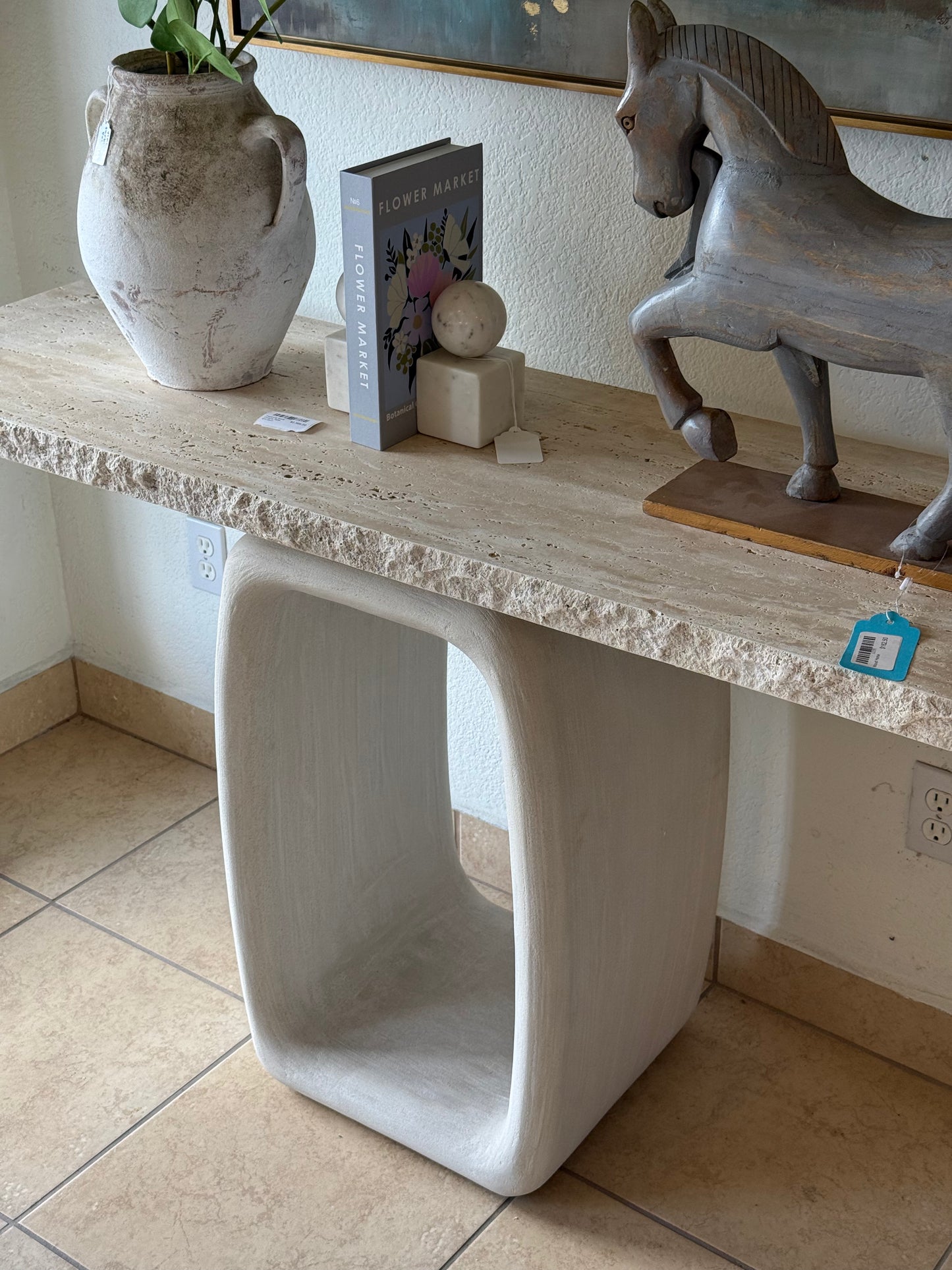 Travertine Stone Console Table- 61x15x31