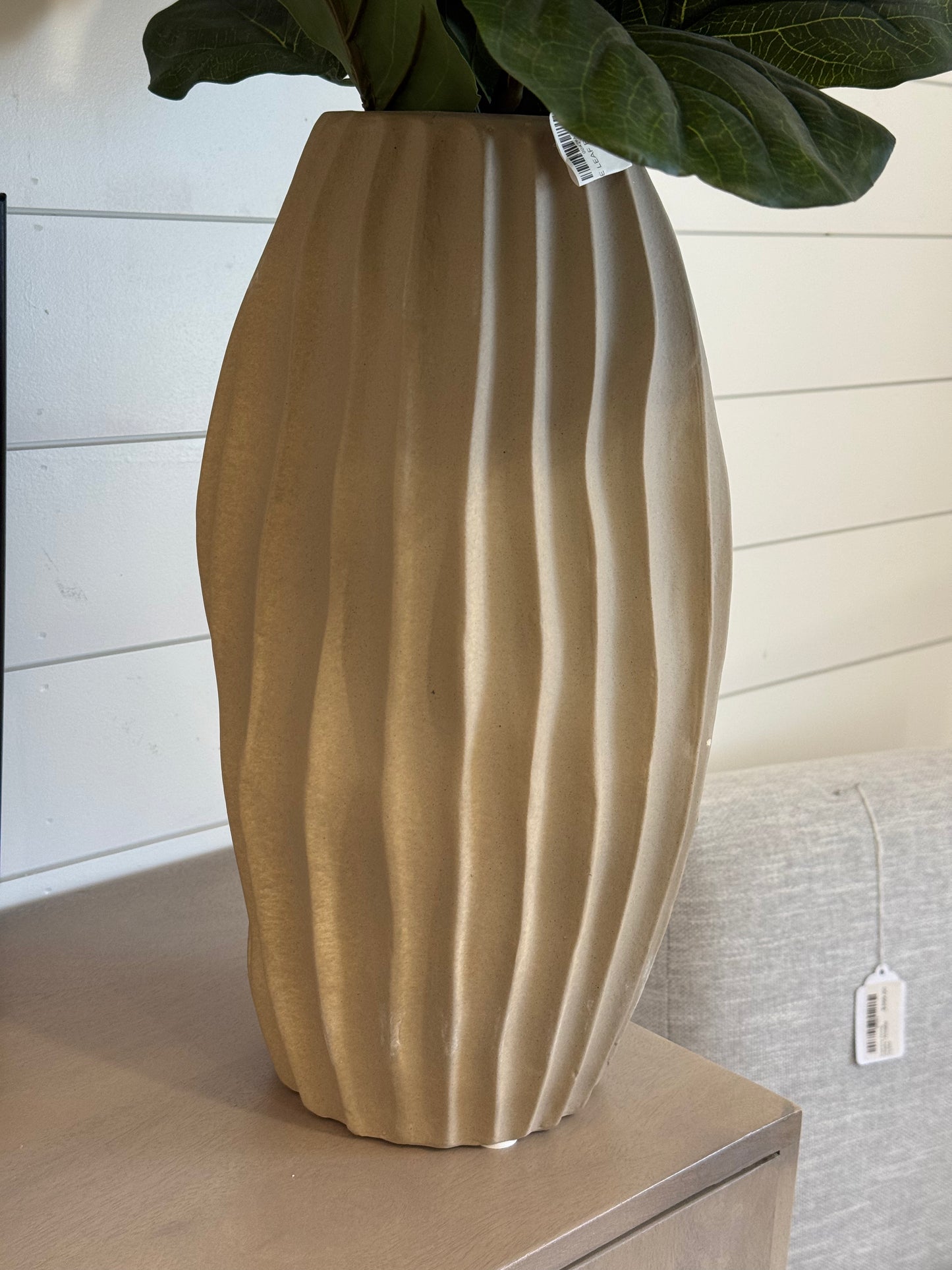 Stoneware Abstract Fluted Vase