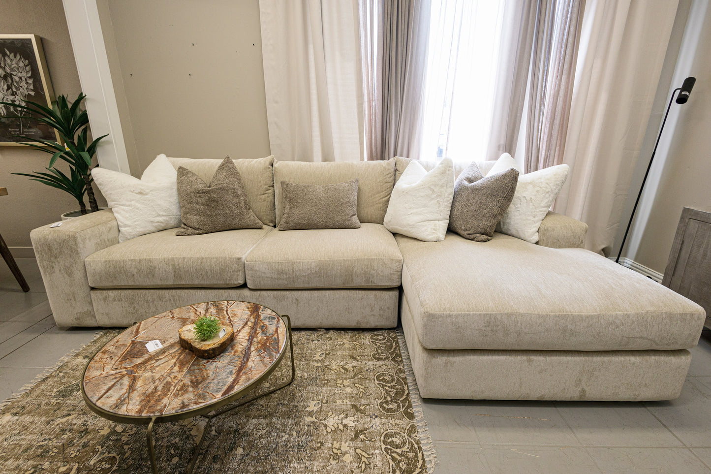 2000 Sofa Chaise Luscious Driftwood Feathers