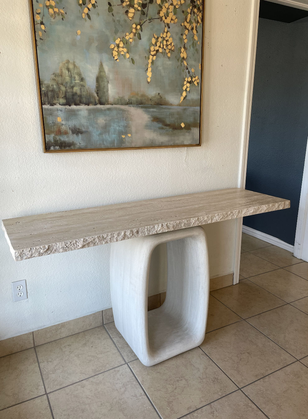 Travertine Stone Console Table- 61x15x31