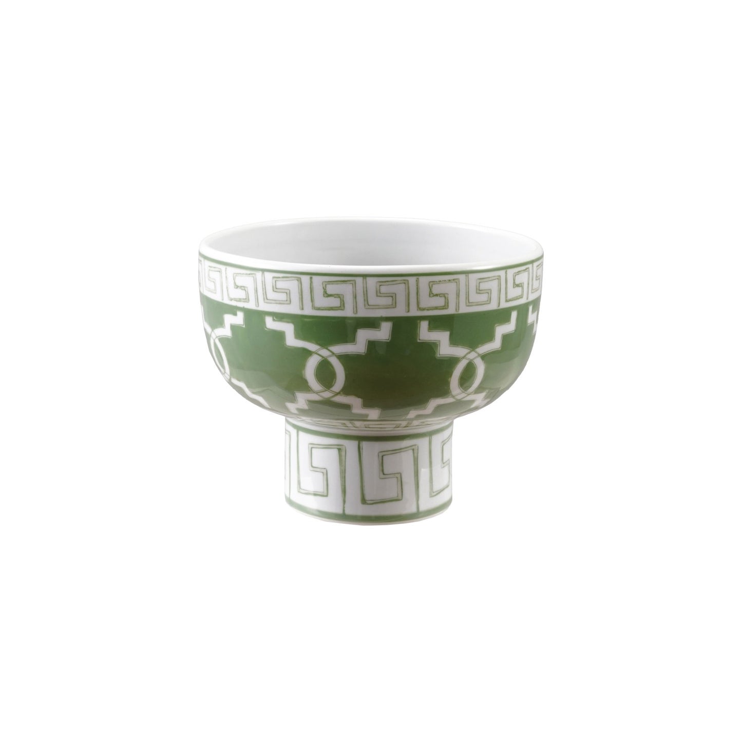 Hand-Painted Stoneware Footed Bowl with Geometric Pattern