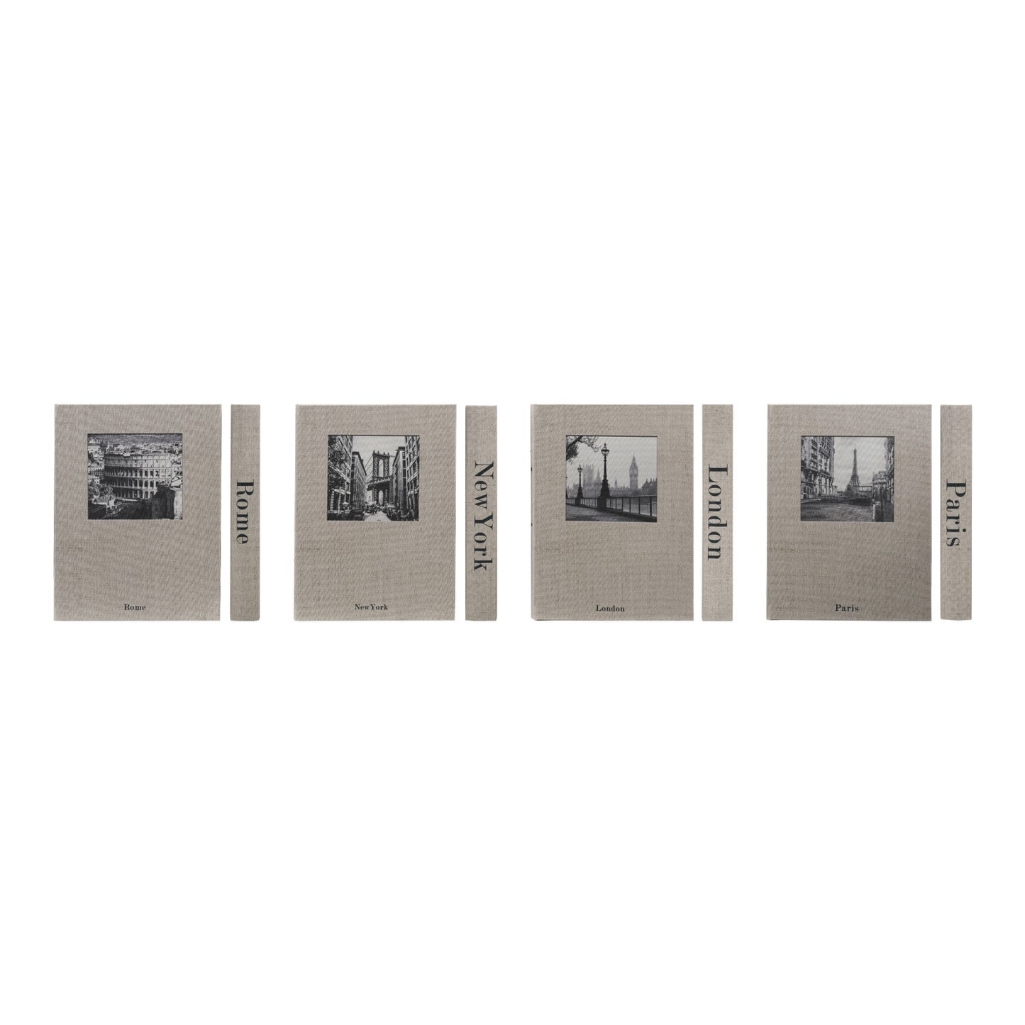 MDF & Linen Book Storage Box with City Name & Image