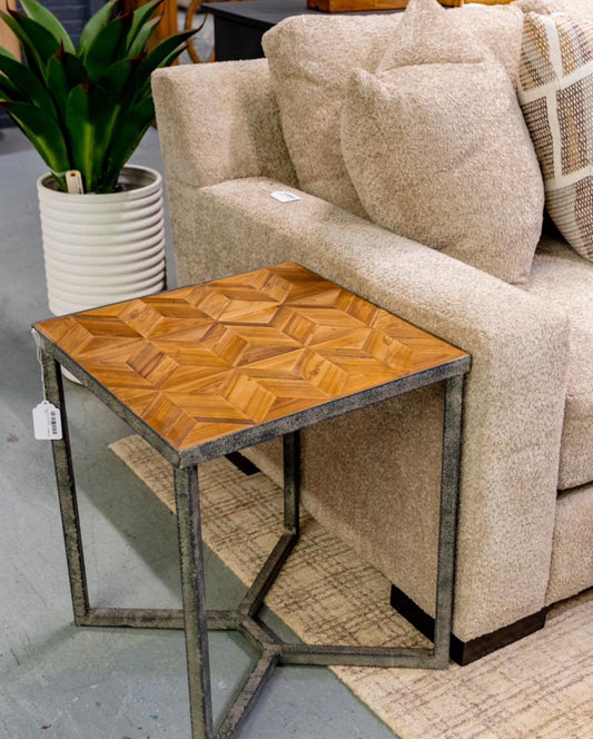 Wood and Steel Side Table