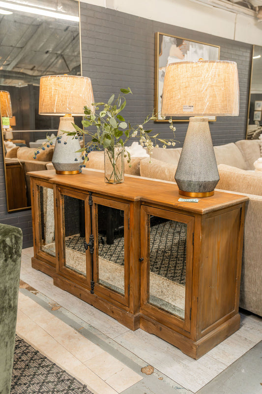 AMV- Mirrored Grey and Natural Console