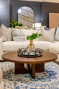 Dark Brown Pine Round Coffee Table