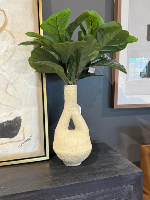 Paper Mache Vase - Cream