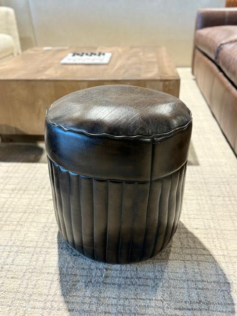 Leather Pouf Antique Brown