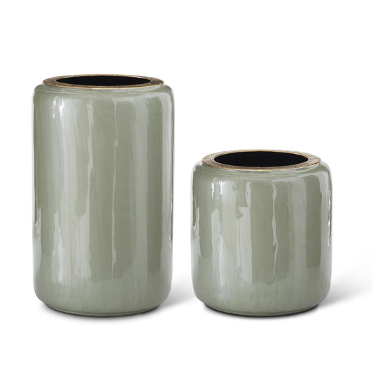 MBW - GLOSSY SAGE GREEN IRON VASE 1