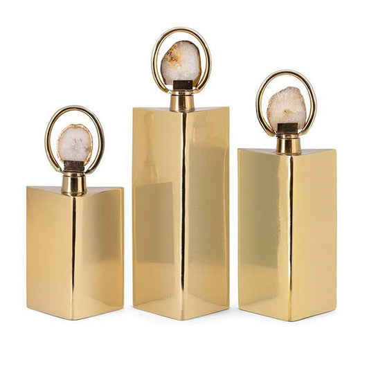MBW - SET OF 3 GOLD W/AGATE