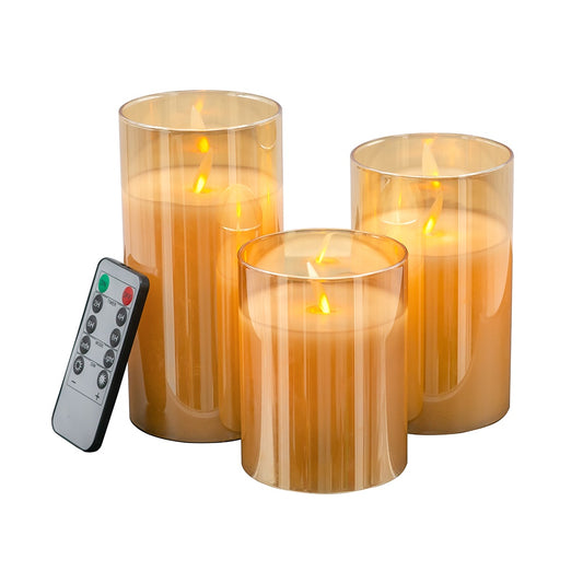 MBW - SET OF 3 LED CANDLE W/REMOTE