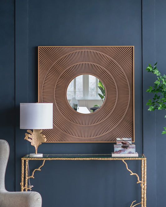 MBW -  CARVED BROWN MIRROR  39.5"SQ