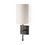 MBW - BROWN METAL WALL SCONCE W/WHITE SHADE