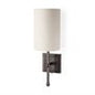 MBW - BROWN METAL WALL SCONCE W/WHITE SHADE
