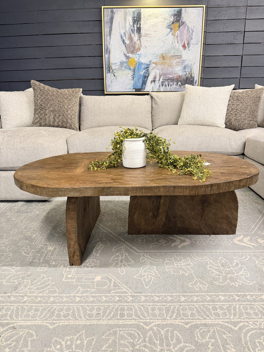 Natural Wood Coffee Table 58"