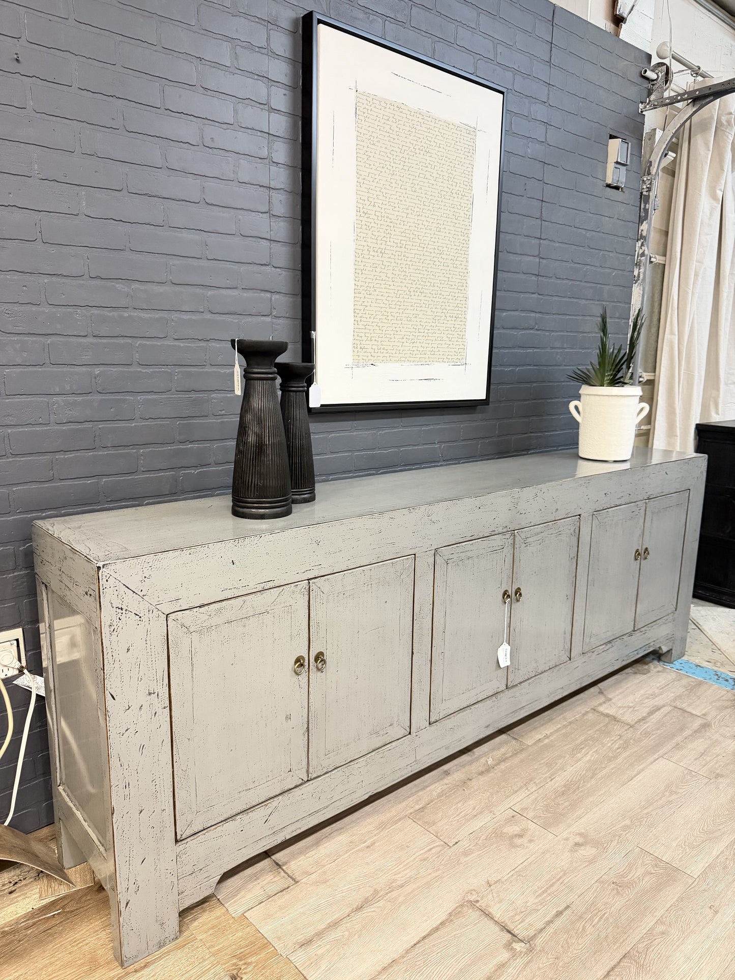 Lacquer Sideboard- Grey 6 Door, 3 Drawer