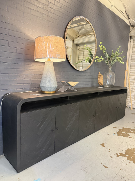 Herringbone Black Sideboard 6 Door