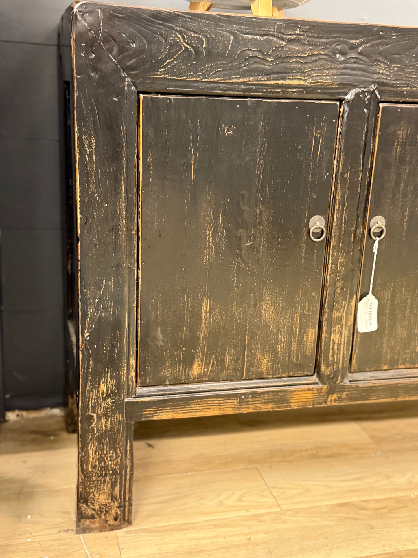 Black Distressed Sideboard- 6 Door "One of a Kind"