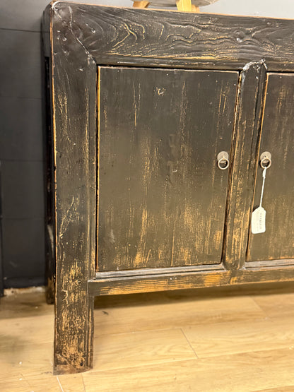 Black Distressed Sideboard- 6 Door "One of a Kind"