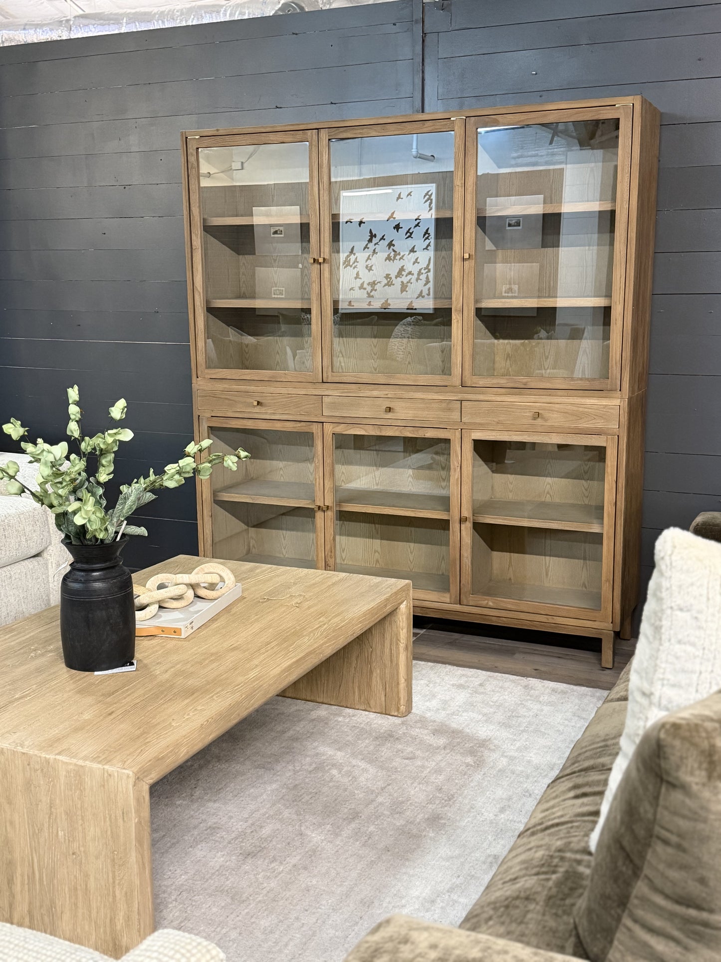 Elm 6 Door Glass Cabinet- 71x16x79
