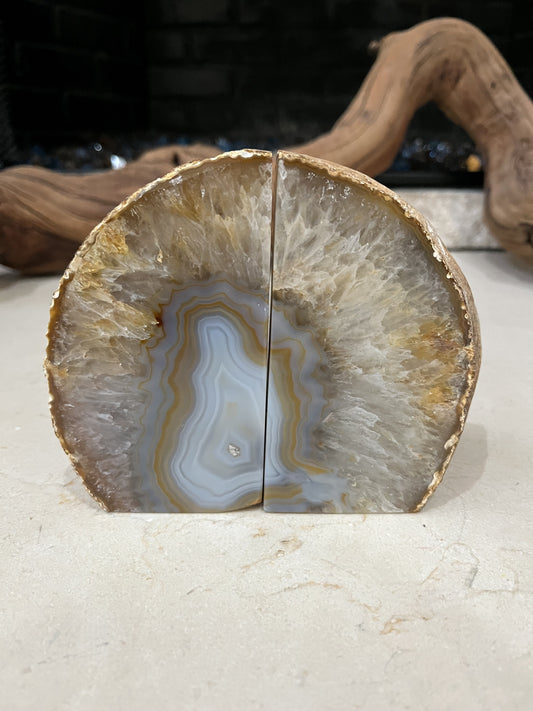 MBW  - AGATE GEODE BOOKENDS 4.20"