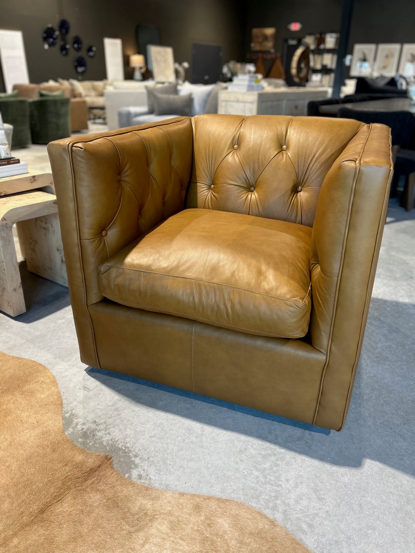 Leather Tufted Swivel