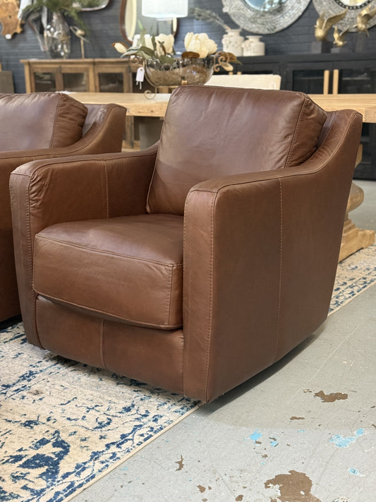Brown Swivel Italian Leather