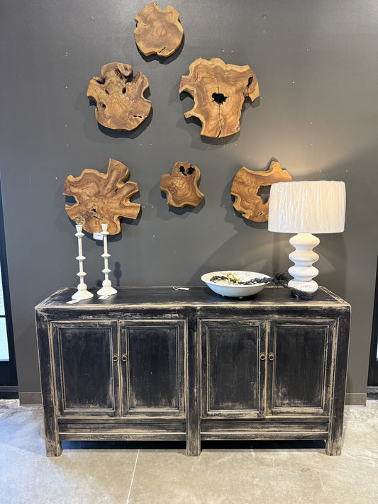 Black Sideboard- Distressed 4-Door