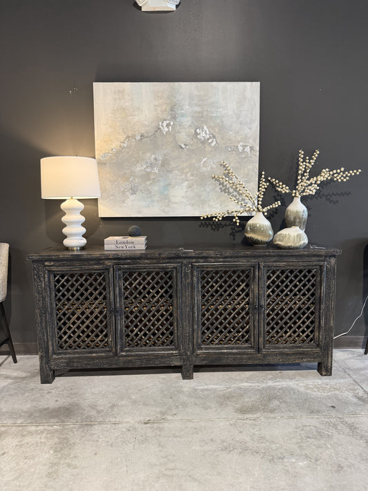 Lattice Sideboard 4 Door Black