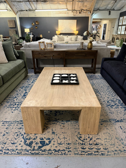 67" Elm Coffee Table with Block Legs