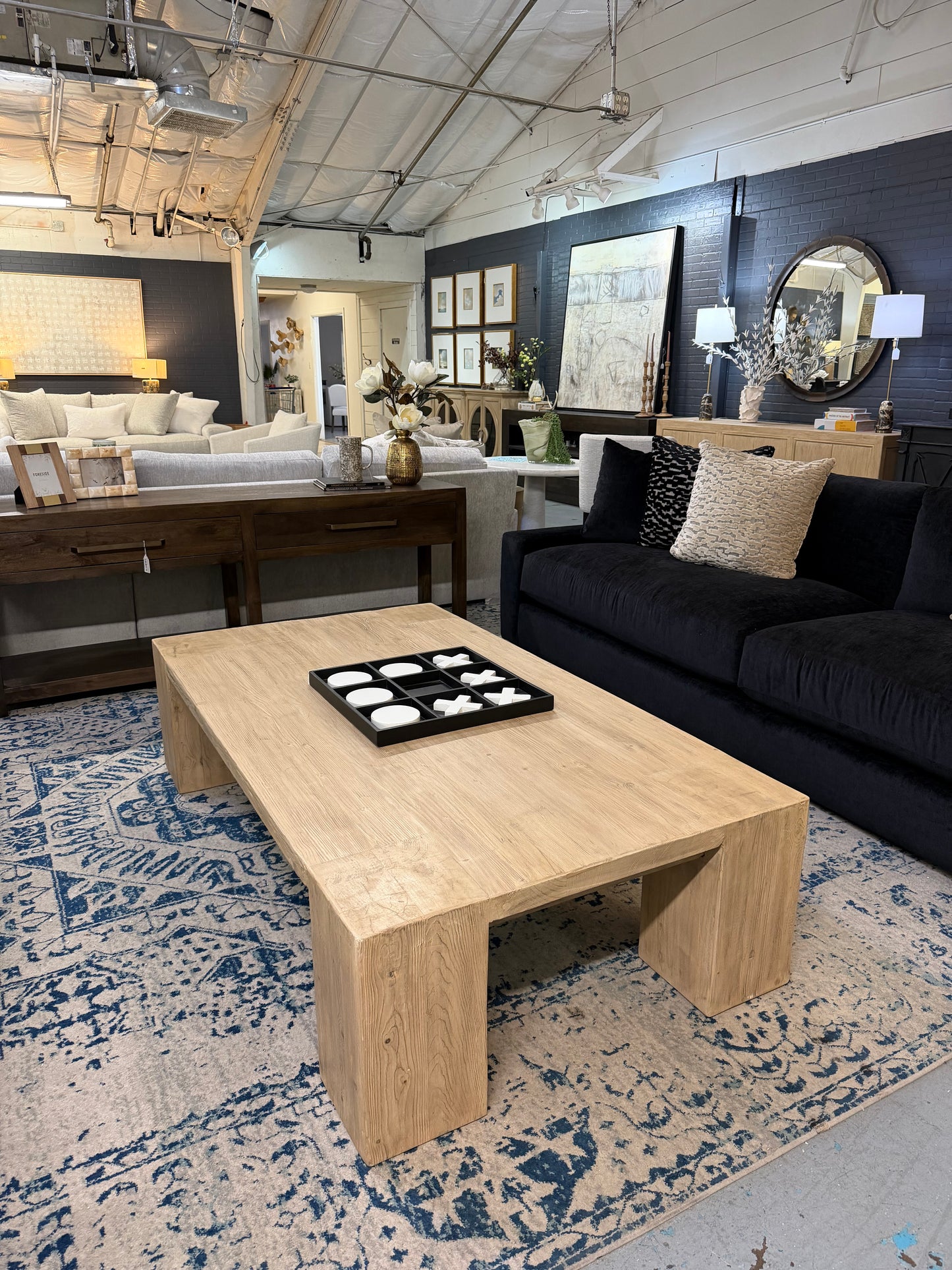67" Elm Coffee Table with Block Legs