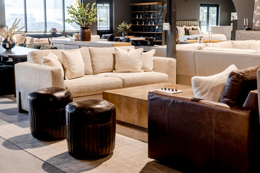 Leather Pouf Antique Brown