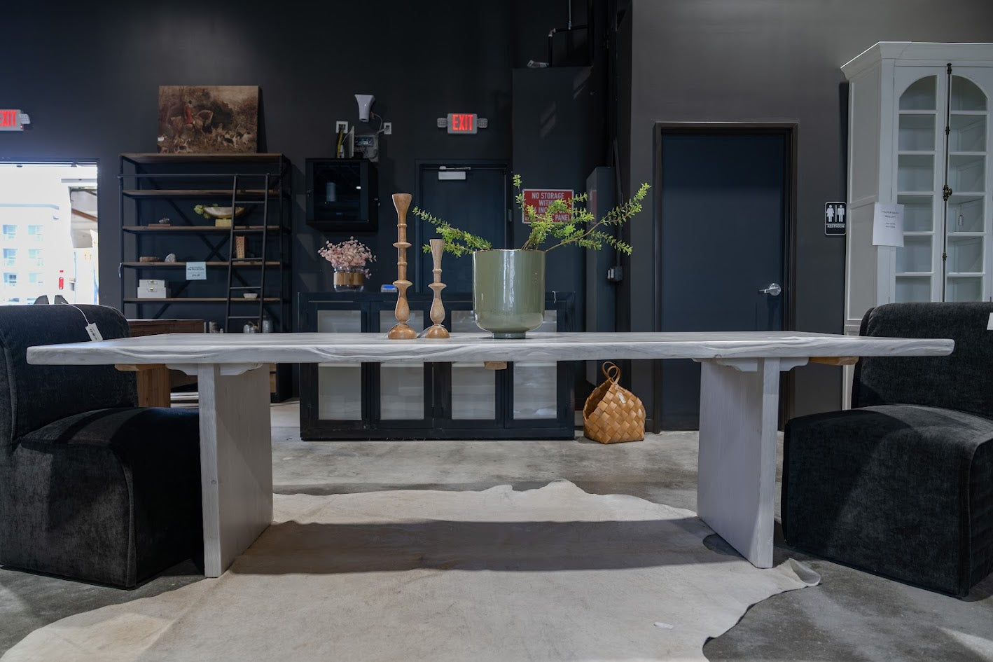 108" Live Edge White Wash Table