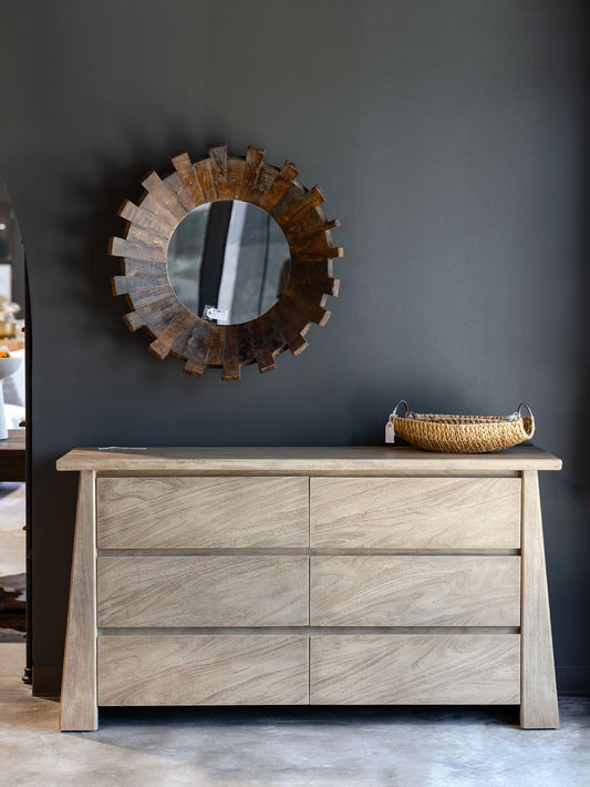 MBW - ROUND RECYCLED WOOD MIRROR