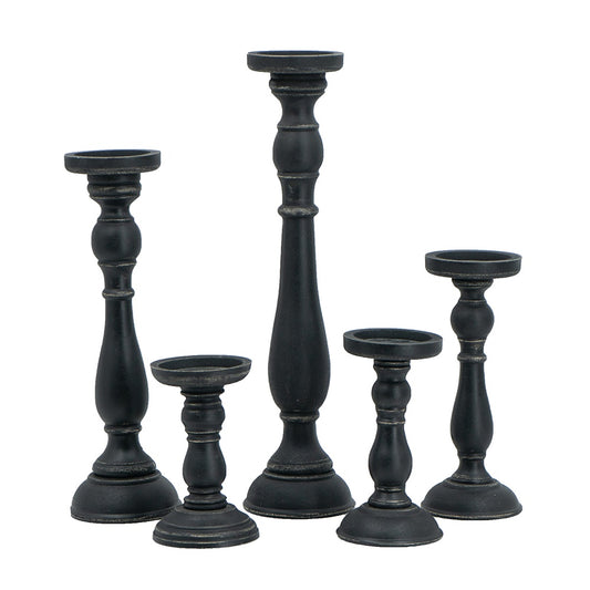 MBW - 1 BLACK CANDLE HOLDER 7"H
