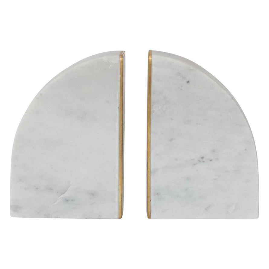 Marble Bookend w/ Brass Inlay