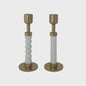 Enameled Cast Aluminum Taper Holder, Gold Finish & White