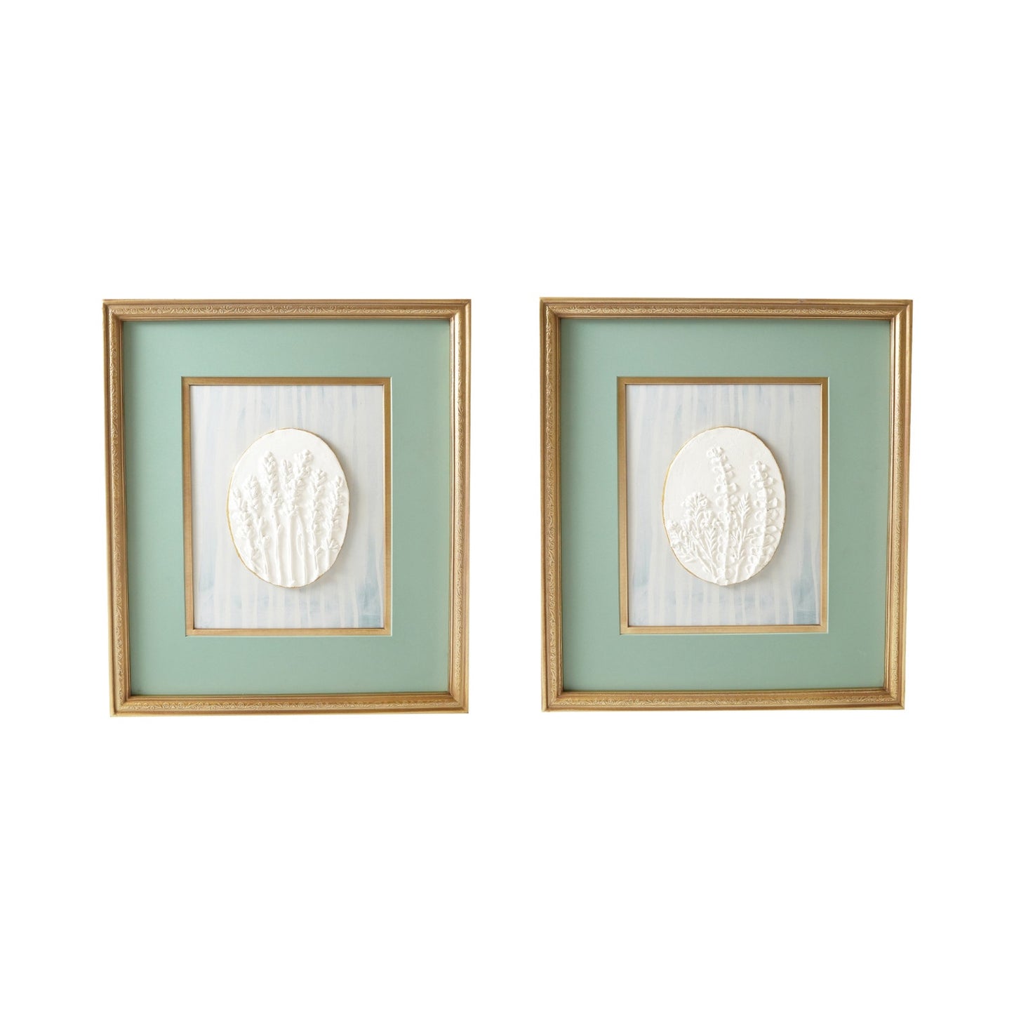 Wood Framed Wall Décor w/ Embossed Resin Botanicals, Gold Finish & Multi Color