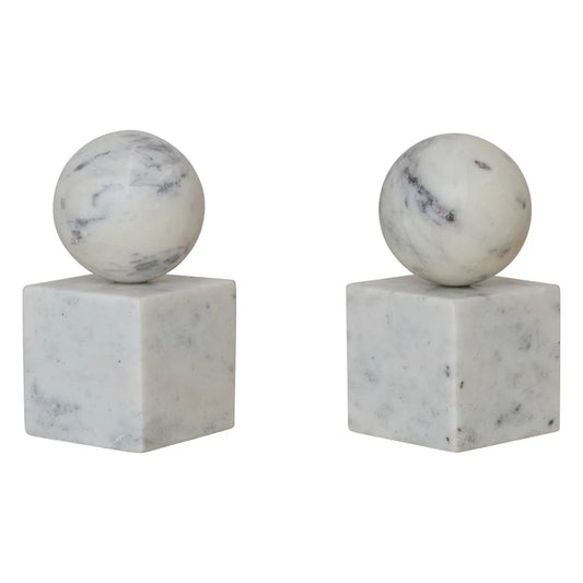 Marble Geometric Bookends