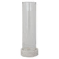 Glass Hurricane with Marble Base Taper Holder, White
