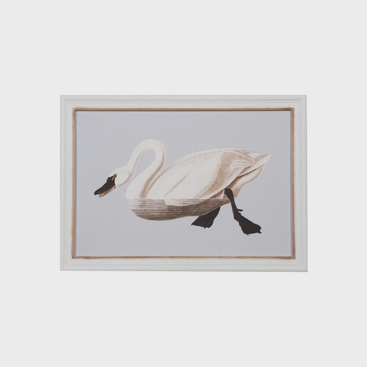 Wood Framed Glass Wall Decor with Swan