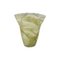 Hand-Blown Glass Ruffled Vase with Swirled Design, Opaque Green & White