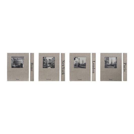 MDF & Linen Book Storage Box with City Name & Image