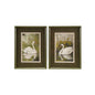 Wood Framed Glass Wall Decor with Swan & Mat
