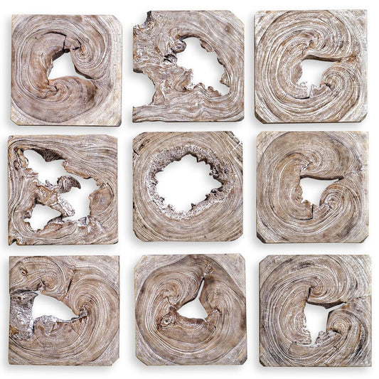 Bahati Wood Wall Decor Set of 9 - Light